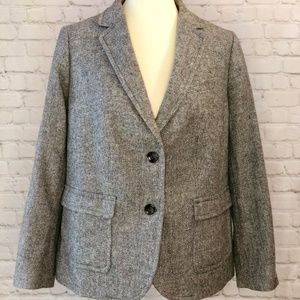Talbots tweed herringbone blazer lined gray size 14WP